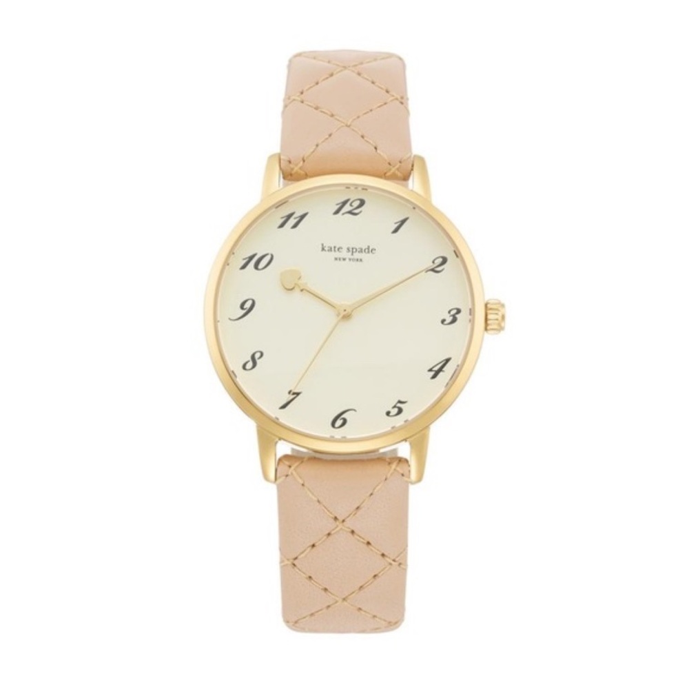 Kate Spade 1YRU0785 Metro Champagne Dial Leather Strap Women's Watch